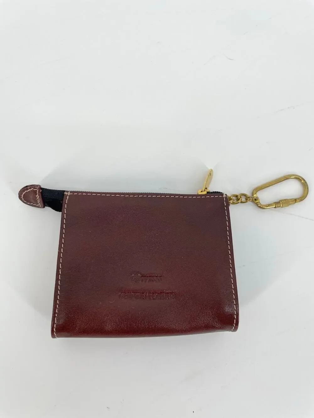 Owen Genuine Leather Coin Pouch Zip Wallet Keychain Carabiner 4” x 3”